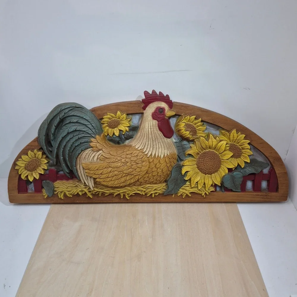 Home Interiors Rooster Sunflower Wall Plaque Vintage Farmhouse Decor 1649 22.5in